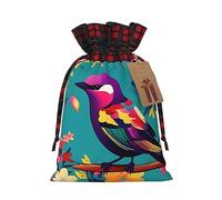 Bolsa de regalo de arpillera con cordón de encaje de flores coloridas: una bolsa de regalo de Navidad reutilizable para todas tus necesidades de celebración
