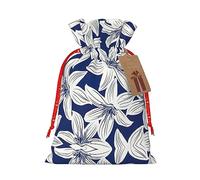 Bolsa de regalo de arpillera con cordón de flores de hibisco tropical, bolsa de regalo de tela versátil, ideal para regalos de Navidad y mucho más