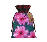 Bolsa de regalo de arpillera con cordón de flores rosas, bolsa de regalo textil artesanal para todas las ocasiones festivas