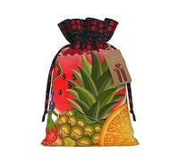 Bolsa de regalo de arpillera con cordón de fruta fresca: una bolsa de regalo de Navidad reutilizable para todas tus necesidades de celebración