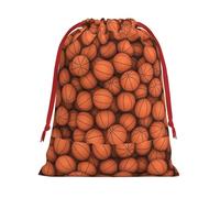 Bolsa de regalo de baloncesto con estampado naranja suave con cordón rojo duradera para Navidad, Halloween, regalo para adultos