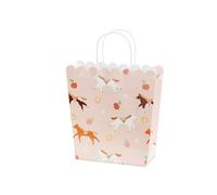 Bolsa de regalo de caballos con asa, 22 x 8 x 23 cm, bolsas de papel para rellenar para regalos y obsequios, bolsas de fiesta con fondo para cumpleaños infantiles, niñas, fiesta temática, rosa pálido