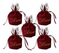 Bolsa de regalo de conejito de Pascua, 5 unidades de terciopelo con diseño de orejas de conejo, bolsas de huevos de Pascua, regalos, dulces, postres, pasteles, chocolates, galletas, paquetes de fiesta