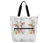 Bolsa de regalo de decoración, bolsa de arte para niños y niñas, mujer, acuarela, linda vaca, impermeable, para niños, bolsa de comestibles, bolsa de comestibles, para la escuela, trabajo, viajes