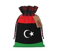 Bolsa de regalo de dos colores con cordón de la bandera de Libia, tamaño M, hermosa, conveniente, adecuada para cumpleaños de Navidad