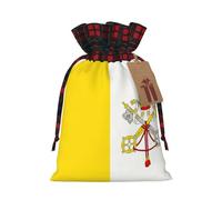 Bolsa de regalo de dos colores con cordón de la bandera del Vaticano, tamaño M, hermosa, conveniente, adecuada para cumpleaños de Navidad