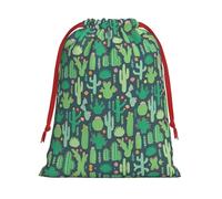 Bolsa de regalo de felpa ultra suave con cordón de felpa con estampado de cactus, regalos de dulces para fiestas de Navidad, bolsas de joyería de boda