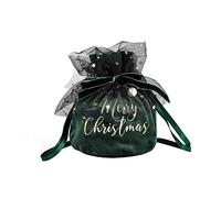 Bolsa de regalo de frutas de terciopelo de Navidad, bolsas de terciopelo suave de Navidad, diseño de cordón de cinta, espacio suficiente, bolsas de regalo, bolsas de dulces (verde)