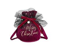 Bolsa de regalo de frutas de terciopelo de Navidad, bolsas de terciopelo suave de Navidad, diseño de cordón de cinta, espacio suficiente, bolsas de regalo, bolsas de dulces (rojo)