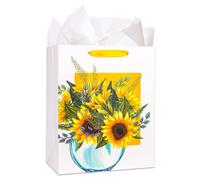 Bolsa de regalo de girasol de FaCraft, bolsa de regalo de flor y jarr?n de acuarela de 13"