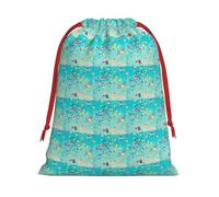 Bolsa de regalo de globos coloridos con estampado de cielo azul con cordón suave con cinta roja, duradera para Navidad, Halloween, regalo para adultos
