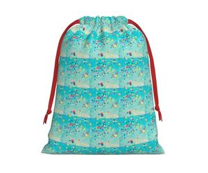 Bolsa de regalo de globos coloridos con estampado de cielo azul con cordón suave con cinta roja, duradera para Navidad, Halloween, regalo para adultos
