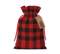 Bolsa de regalo de gran capacidad a cuadros rojos y negros de 8.3 x 11.8 pulgadas con cordón para tus preciosos regalos de Halloween, 1 unidad