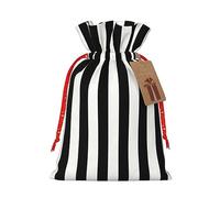 Bolsa de regalo de gran capacidad a rayas blancas y negras de 8.3 x 11.8 pulgadas con cordón para tus preciosos regalos de Halloween, 1 unidad