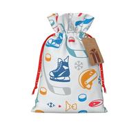 Bolsa de regalo de gran capacidad con cordón para tus regalos de Halloween, 11,9 x 17,5 cm, diseño creativo de elementos de hockey