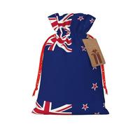 Bolsa de regalo de gran capacidad con cordón para tus regalos preciosos de Halloween, 1 unidad, con bandera de Nueva Zelanda, 8.3 x 11.8 pulgadas