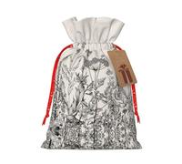 Bolsa de regalo de gran capacidad con grabado botánico de hierbas florales de 8.3 x 11.8 pulgadas, con cordón para tus regalos preciosos de Halloween, 1 unidad