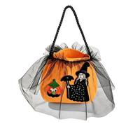 Bolsa de regalo de Halloween con asa bordada no tejida | Bolsas de golosinas de calabaza de bruja para fiestas, escuela, vecindario, calle, centro comercial, hogar, parque, tienda