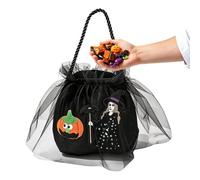 Bolsa de regalo de Halloween con asa bordada no tejida | Bolsas de golosinas de calabaza y bruja para fiestas, escuela, vecindario, calle, centro comercial, hogar, parque, tienda