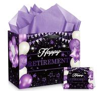 Bolsa de regalo de jubilación con juego de papel de seda, bolsa de regalo grande de jubilación feliz y tarjeta de felicitación para hombres y mujeres, compañeros de trabajo de oficina, despedida,