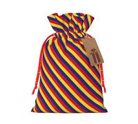 Bolsa de regalo de lino con cordón con estampado de bandera de Rumania para fiestas de Navidad, bolsas de regalo de embalaje de vacaciones.