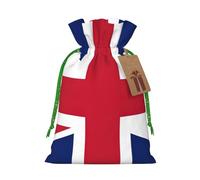 Bolsa de regalo de lino con cordón con estampado de bandera del Reino Unido para fiestas de Navidad, bolsas de regalo de vacaciones.