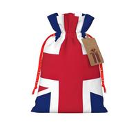 Bolsa de regalo de lino con cordón con estampado de bandera del Reino Unido para fiestas de Navidad, bolsas de regalo de vacaciones.