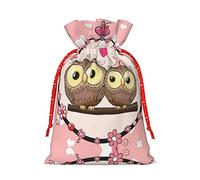 Bolsa de regalo de lino con cordón de búhos para Navidad, bolsa de almacenamiento adecuada para embalaje de regalo de cumpleaños de Navidad