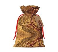 Bolsa de regalo de lino con cordón de navegación de la ley de la brújula de Navidad, bolsa de almacenamiento adecuada para Navidad, cumpleaños, embalaje de regalo