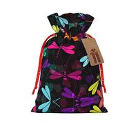 Bolsa de regalo de lino con cordón de Navidad con diseño de libélula adecuada para embalaje de regalo de cumpleaños de Navidad