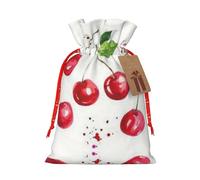 Bolsa de regalo de lino con cordón de Navidad de cereza, bolsa de almacenamiento adecuada para embalaje de regalo de cumpleaños de Navidad