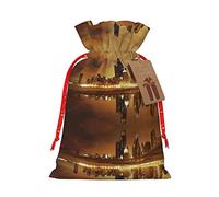 Bolsa de regalo de lino con cordón de Navidad de Chicago City Bolsa de almacenamiento adecuada para embalaje de regalo de cumpleaños de Navidad