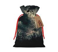 Bolsa de regalo de lino con cordón de Navidad de cuervo nocturno bolsa de almacenamiento adecuada para embalaje de regalo de cumpleaños de