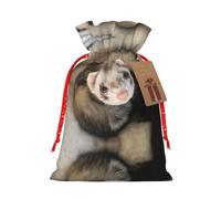 Bolsa de regalo de lino con cordón de Navidad para hurón lindo bolsa de almacenamiento adecuada para embalaje de regalo de cumpleaños de Navidad