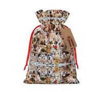 Bolsa de regalo de lino con cordón de Navidad para perros, bolsa de almacenamiento adecuada para embalaje de regalo de cumpleaños de Navidad