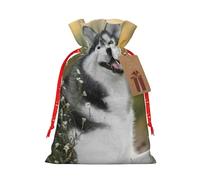 Bolsa de regalo de lino con cordón de Navidad para perros lindos bolsa de almacenamiento adecuada para embalaje de regalo de cumpleaños de Navidad