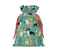 Bolsa de regalo de lino con cordón de Navidad para perros lindos bolsa de almacenamiento adecuada para embalaje de regalo de cumpleaños de Navidad