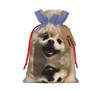 Bolsa de regalo de lino con cordón de Pomerania, ideal para Navidad, cumpleaños, regalo