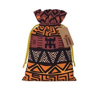 Bolsa de regalo de lino con cordón de tela de barro africano con estampado tribal para fiestas de Navidad, embalaje de vacaciones.