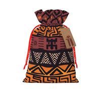 Bolsa de regalo de lino con cordón de tela de barro africano con estampado tribal para fiestas de Navidad, embalaje de vacaciones.