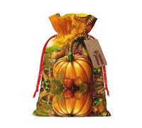Bolsa de regalo de lino con cordón estampado de calabaza para el día de Acción de Gracias, perfecta para bolsas de regalo, bolsas de