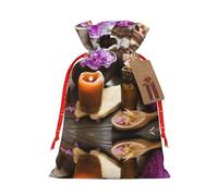 Bolsa de regalo de lino con cordón estampado de flores de lavanda y sal de spa, perfecta para bolsas de regalo, bolsas de dulces
