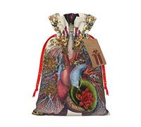 Bolsa de regalo de lino con cordón estampado de pulmones de corazón, perfecta para bolsas de regalo, bolsas de dulces