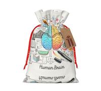 Bolsa de regalo de lino con cordón impreso con cerebro humano, perfecta para bolsas de regalo, bolsas de dulces