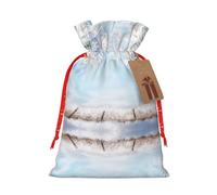 Bolsa de regalo de lino con diseño de escena de nieve, perfecta para bolsas de regalo, bolsas de dulces