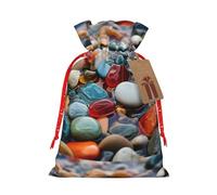 Bolsa de regalo de lino con estampado de guijarros coloridos, se puede utilizar para regalos, reuniones, viajes, empacar galletas y dulces, etc