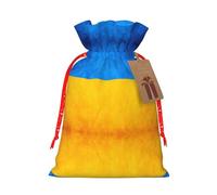 Bolsa de regalo de lona de Navidad con bandera de Ucrania, con cordón, bolsa de regalo personalizada reutilizable