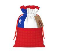 Bolsa de regalo de lona de Navidad con cordón, bolsa de regalo personalizada reutilizable con diseño de bandera de Chile