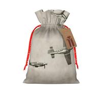 Bolsa de regalo de lona de Navidad con cordón, bolsa de regalo reutilizable personalizada para aviones de la Segunda Guerra Mundial