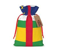 Bolsa de regalo de lona de Navidad con diseño de bandera de África Central con cordón, bolsa de regalo personalizada reutilizable